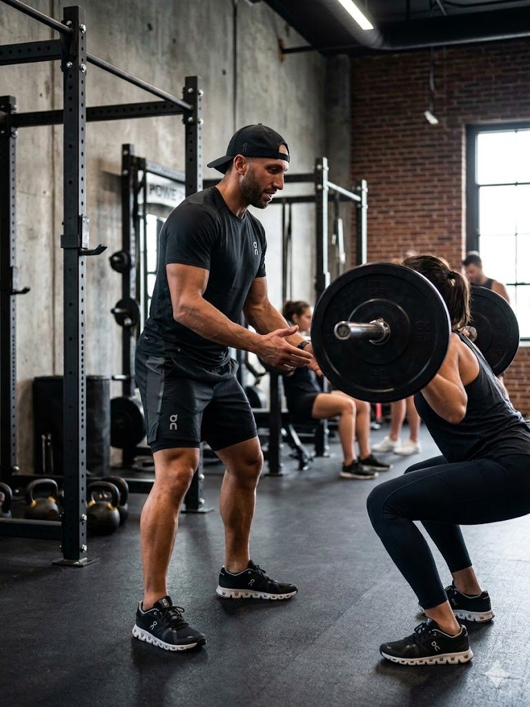 Greg coaching a client through a barbell lift